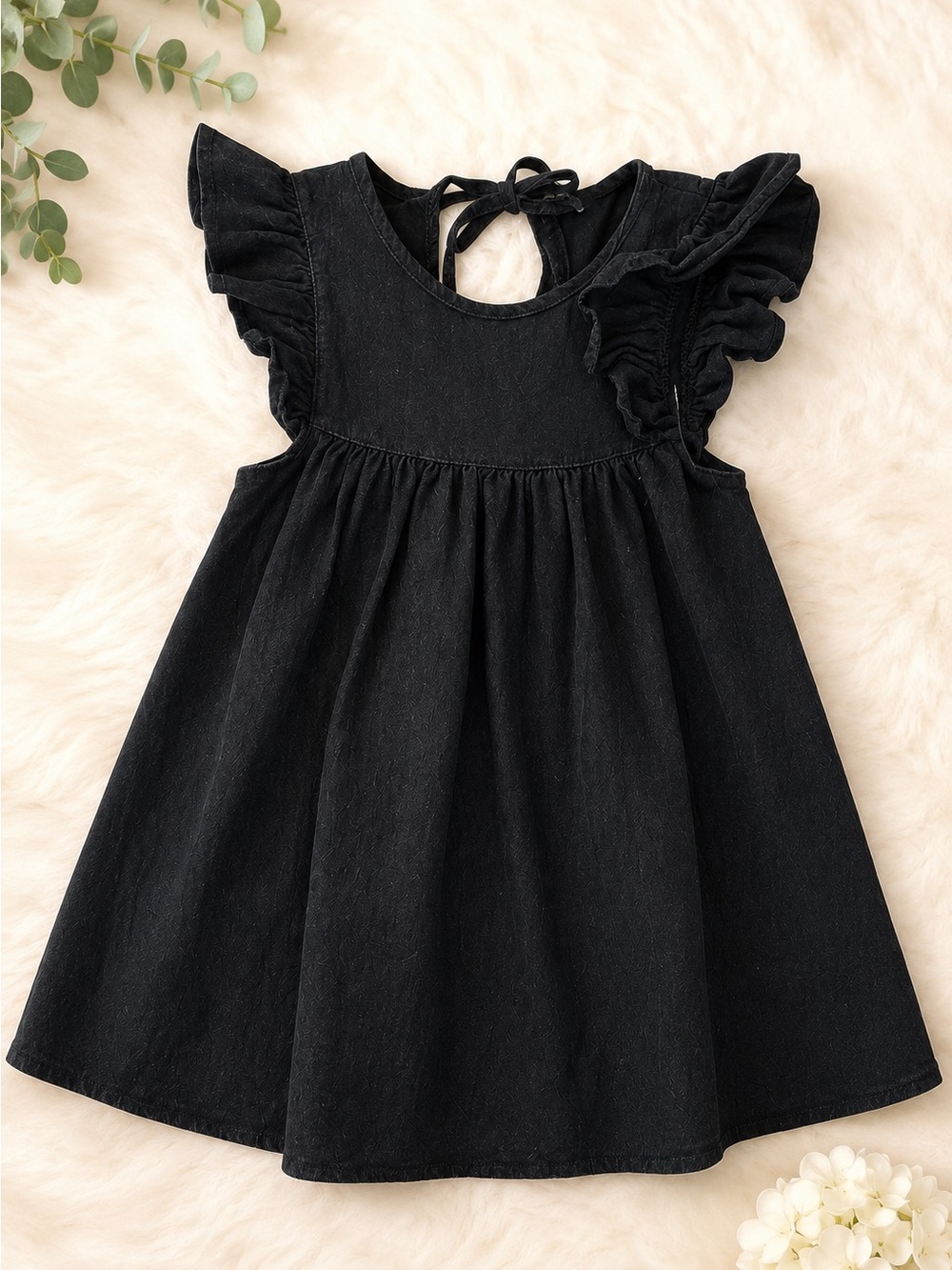 Black Ruffle Sleeve Kids Dress size 7